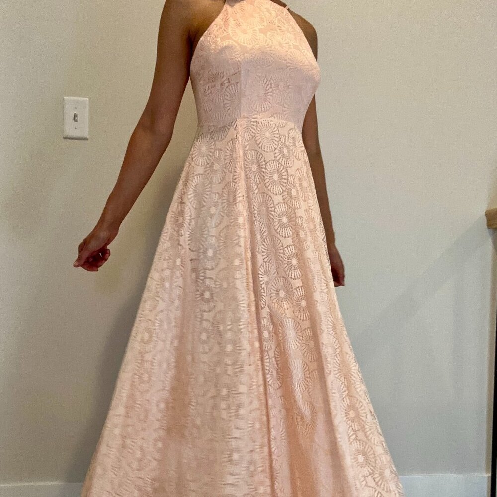Light Pink Peach Lace Gown